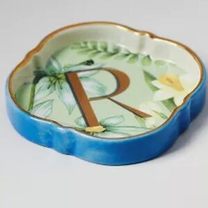 NWT Eden Monogram Stoneware Trinket Dish - R